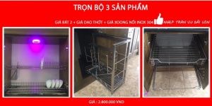 Trọn bộ 3 sản phẩm giá bát, xong nồi, dao thớt